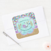 マーメイド誕生日パーティーありがとうお気に入りシール スクエアシール (封筒)