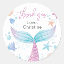 マーメイド誕生日パーティーありがとうシール ラウンドシール