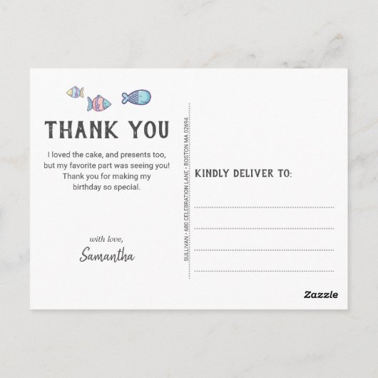マーメイド誕生日パーティーありがとう ポストカード (裏面)