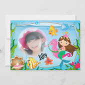 マーメイド誕生日パーティーの招待 招待状 (正面)
