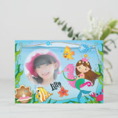 マーメイド誕生日パーティーの招待 招待状 (スタンド正面)