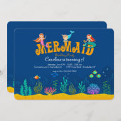 マーメイド誕生日パーティーの招待 招待状 (正面/裏面)