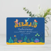 マーメイド誕生日パーティーの招待 招待状 (スタンド正面)