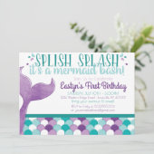 マーメイド誕生日パーティーの招待 招待状 (スタンド正面)