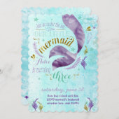 マーメイド誕生日パーティーの招待 招待状 (正面/裏面)