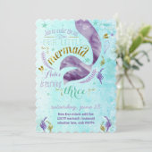 マーメイド誕生日パーティーの招待 招待状 (スタンド正面)