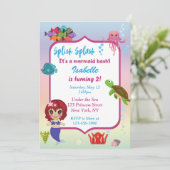 マーメイド誕生日パーティーの招待 招待状 (スタンド正面)