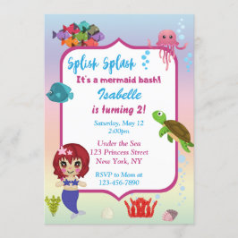 マーメイド誕生日パーティーの招待 招待状