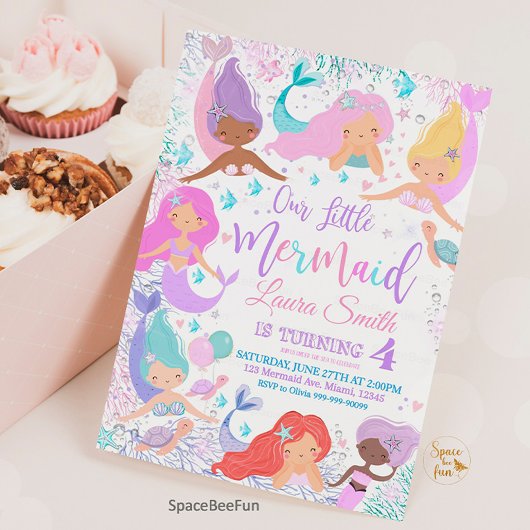 マーメイド誕生日パーティーの招待 招待状