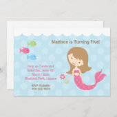 マーメイド誕生日パーティーの招待 招待状 (正面/裏面)