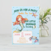 マーメイド誕生日パーティーの招待 招待状 (スタンド正面)