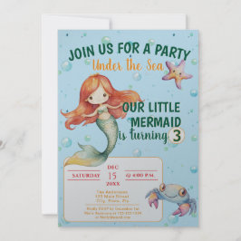 マーメイド誕生日パーティーの招待 招待状