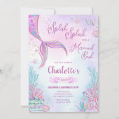 マーメイド誕生日パーティーの招待 招待状 (正面)