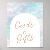 マーメイド誕生日パーティーカードとギフトサイン ポスター (正面)