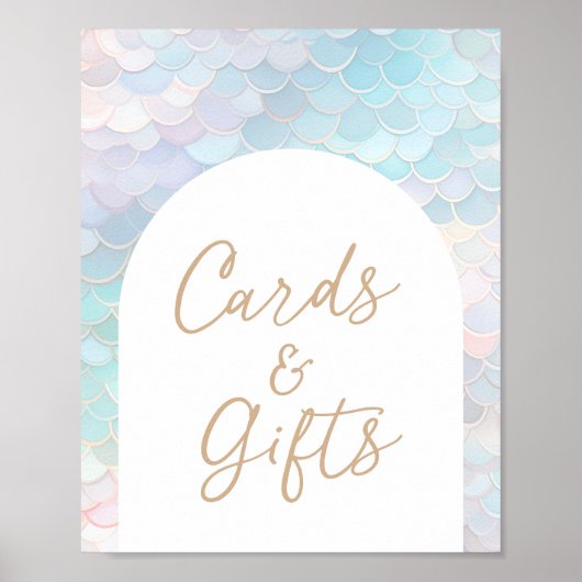 マーメイド誕生日パーティーカードとギフトサイン ポスター (正面)