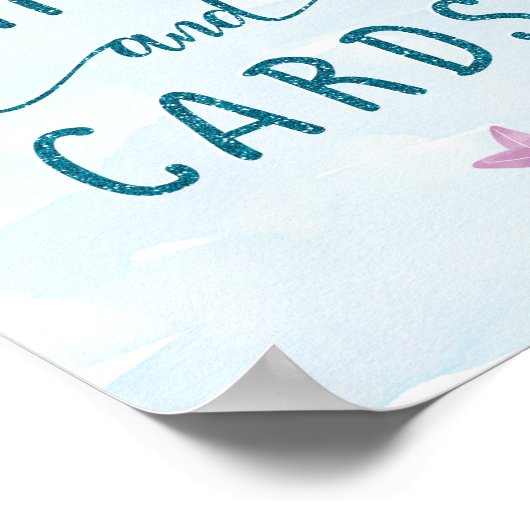 マーメイド誕生日パーティーカードとギフトサイン ポスター (角)