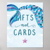 マーメイド誕生日パーティーカードとギフトサイン ポスター (正面)