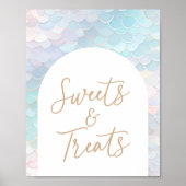 マーメイド誕生日パーティースイーツ&トリートサイン ポスター (正面)