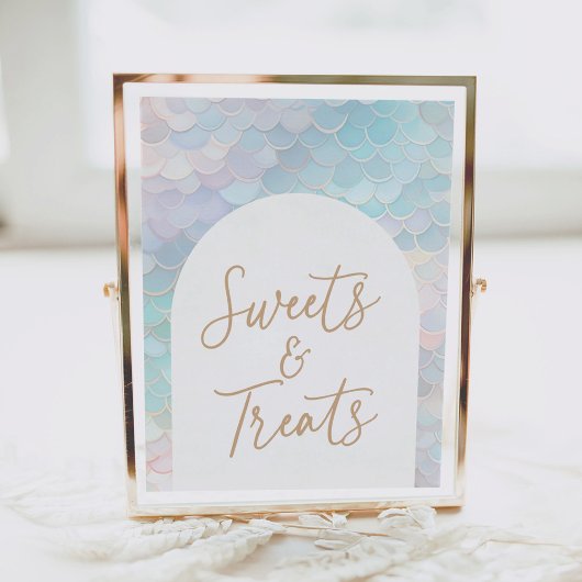 マーメイド誕生日パーティースイーツ&トリートサイン ポスター