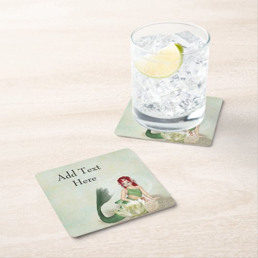 マーメイド誕生日パーティーディスポーザブル紙コースター スクエアペーパーコースター (インサイチュ)