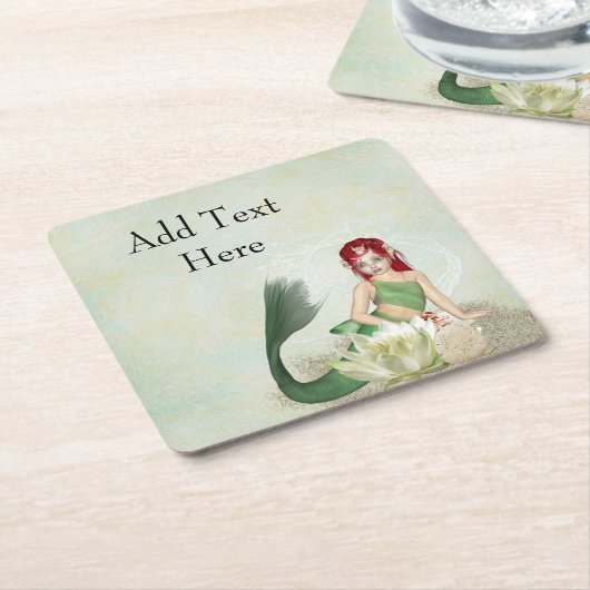 マーメイド誕生日パーティーディスポーザブル紙コースター スクエアペーパーコースター (アングル)