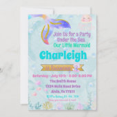マーメイド誕生日パーティープールパーティー開始インビ 招待状 (正面)