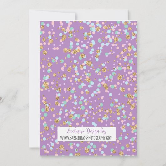 マーメイド誕生日パーティー招待パープル&金ゴールド 招待状 (裏面)