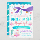 マーメイド誕生日パーティー招待マーメイド 招待状 (正面/裏面)