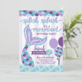 マーメイド誕生日パーティー招待招待状 招待状 (スタンド正面)