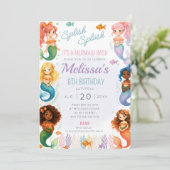 マーメイド誕生日パーティー招待状スプラッシュスプラッシュバッシュ 招待状 (スタンド正面)