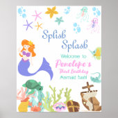 マーメイド誕生日パーティー歓迎サイン ポスター (正面)