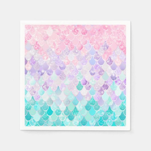マーメイド誕生日パーティー用品、紙ナプキンス スタンダードカクテルナプキン (正面)