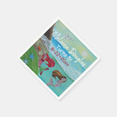 マーメイド誕生日パーティー、かわいい赤ターコイズ海 スタンダードカクテルナプキン (角)