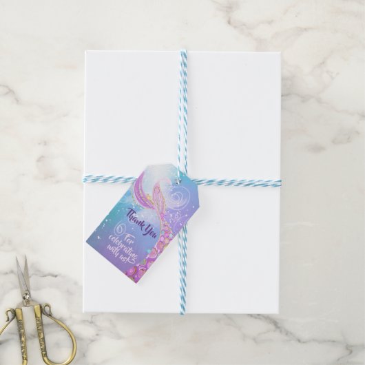 マーメイド誕生日パーティー ギフトタグ (より糸付き)