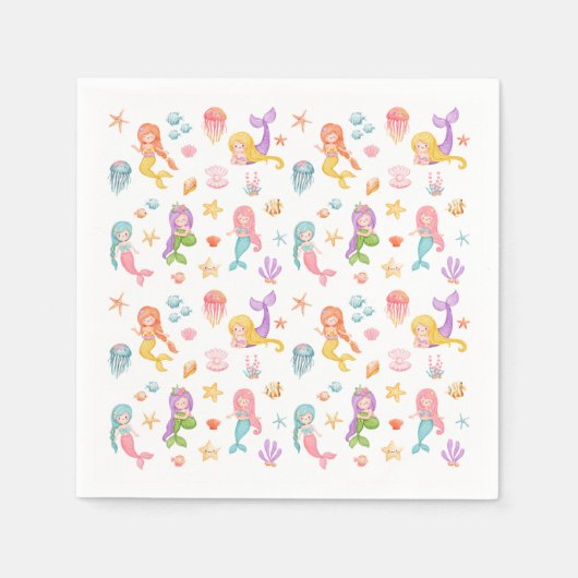 マーメイド誕生日パーティー スタンダードカクテルナプキン (正面)