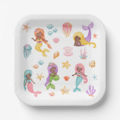 マーメイド誕生日パーティー ペーパープレート (正面)