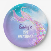 マーメイド誕生日パーティー ペーパープレート (正面)