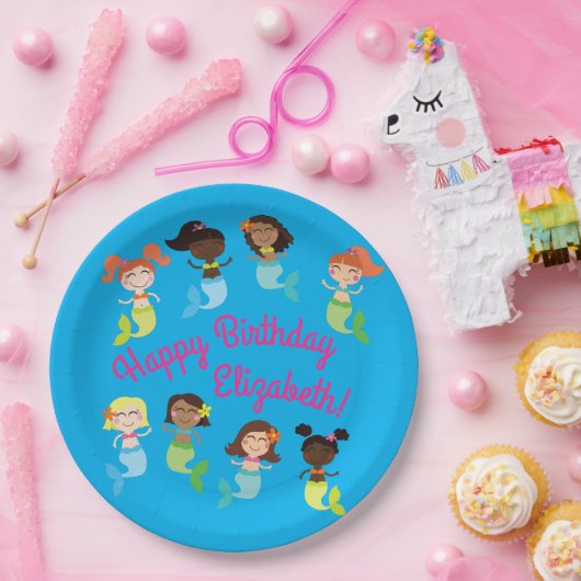マーメイド誕生日パーティー ペーパープレート (パーティー)