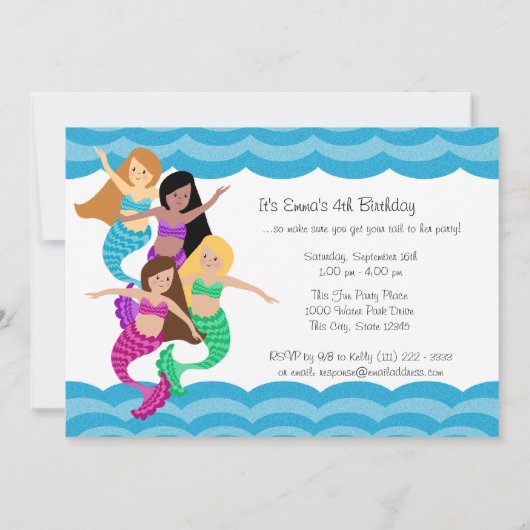 マーメイド誕生日パーティー 招待状 (裏面)