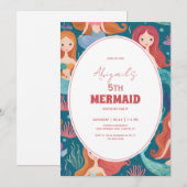 マーメイド誕生日パーティー 招待状 (正面/裏面)