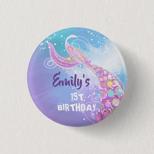 マーメイド誕生日パーティー 缶バッジ (正面)