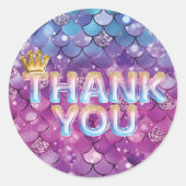 マーメイド誕生日ピンクグリッターサンキュースタースティック ラウンドシール (正面)