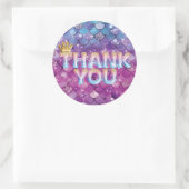 マーメイド誕生日ピンクグリッターサンキュースタースティック ラウンドシール (バッグ)