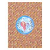 マーメイド誕生日ブラウンオレンジはかりで測テーブルクロス テーブルクロス (正面)