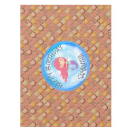 マーメイド誕生日ブラウンオレンジはかりで測テーブルクロス テーブルクロス