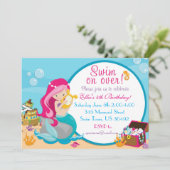 マーメイド誕生日プールパーティの招待状5 X 7 招待状 (スタンド正面)