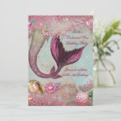 マーメイド誕生日プールパーティの招待状 招待状 (スタンド正面)