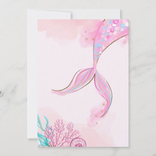 マーメイド誕生日プールパーティの招待状 招待状 (裏面)