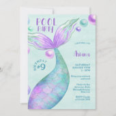 マーメイド誕生日プールパーティの招待状 招待状 (正面)