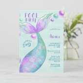 マーメイド誕生日プールパーティの招待状 招待状 (スタンド正面)